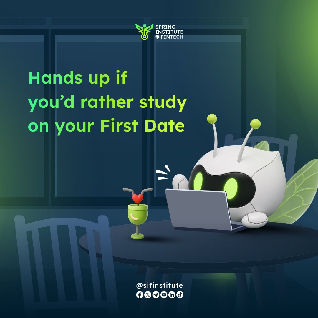 sifinstitute's tweet image. POV: Hands up if you’d rather study on your First Date 👀

#SIF #SpringInstituteOfFinTech #CryptoEducation #FinTechKnowledge