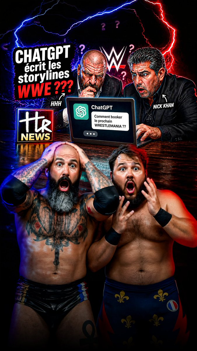 HWrestling_'s tweet photo. ChatGPT nous a sorti exactement la même storyline du main event de WrestleMania 42.
Nouvelle #TLRNEWS avec Basile Baraka aKa @TomLaRuffa 
https://t.co/Y09nn70Gnu https://t.co/9Ls1PW3LNC