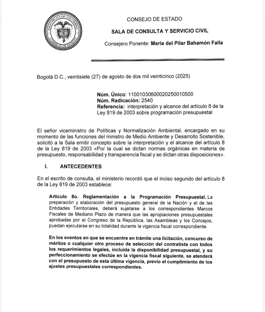 📌 El Consejo de Estado aclara las reglas para que la planeación no termine en un caos jurídico cuando pasa anualidad/¿Cuándo se entiende legalmente que un proceso está "en trámite"?/ Principio de anualidad presupuestal

drive.google.com/file/d/1JSooUt…