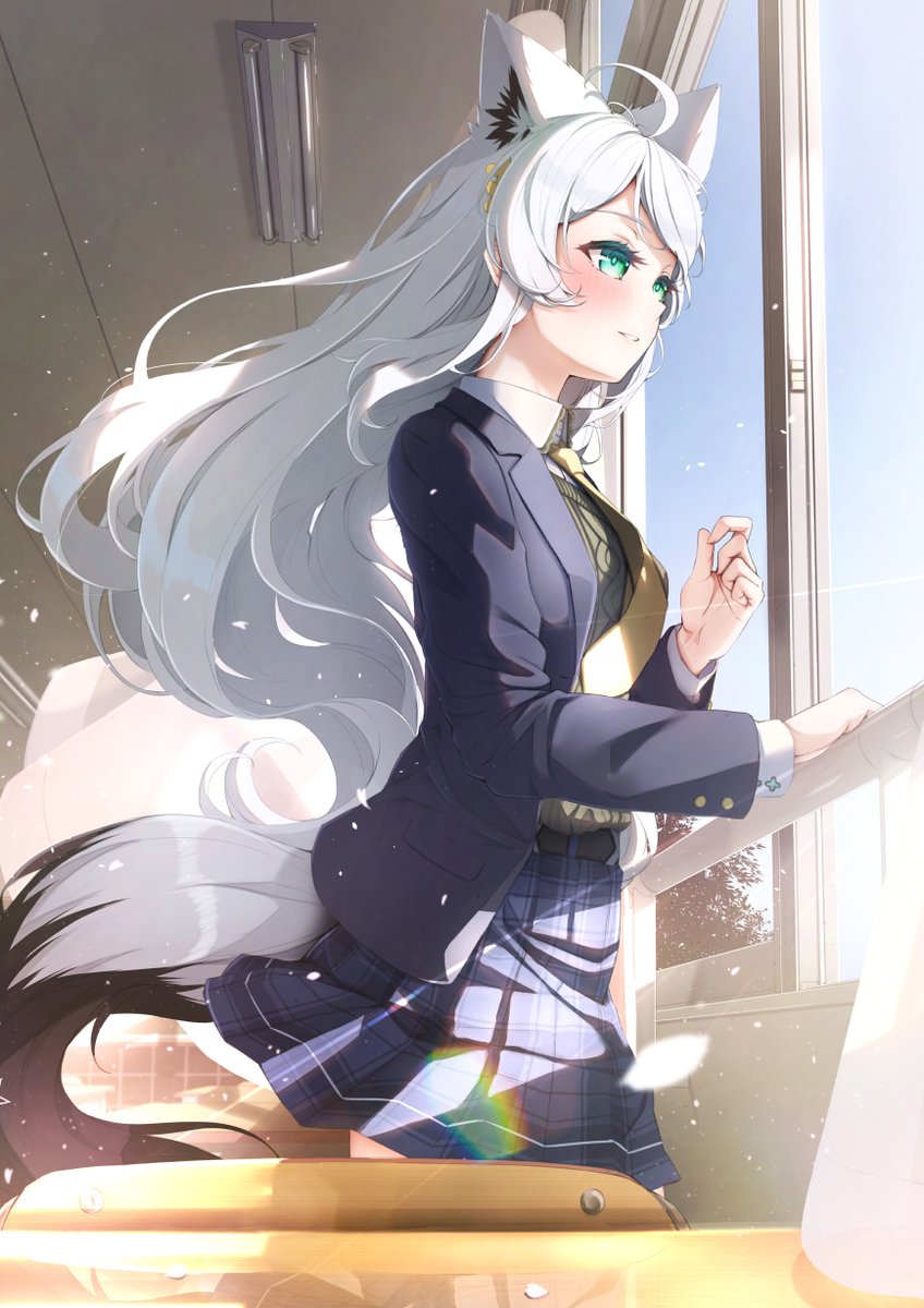 窓際の白上フブキさん 
#絵フブキ 