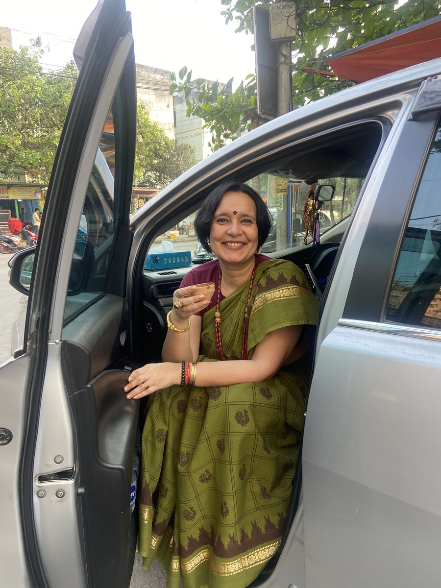 smitabarooah's tweet photo. Being away from home to campaign ,for a long time, in hostile territory is mentally exhausting. And it’s often very lonely, even when one is surrounded by people. 
What kept me going was the determination & josh of the @BJPMM4Bengal cadre & fearless supporters. And the regular cups of cha 😊