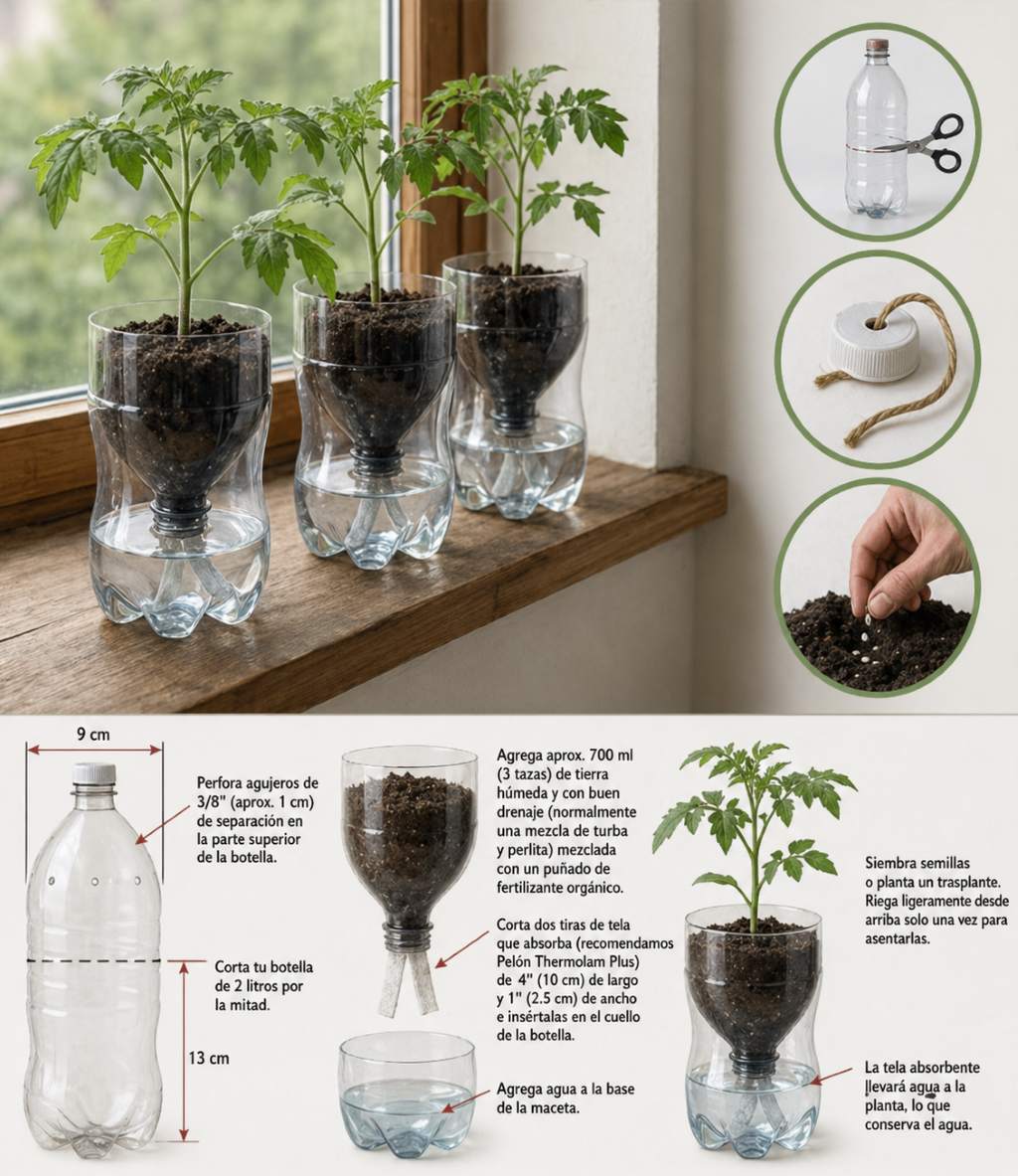 🌱 ¡Convierte botellas en macetas inteligentes! 💧♻️

¿Sabías que puedes crear un sistema de riego automático con botellas recicladas? Ideal para mantener tus plantas hidratadas sin esfuerzo.