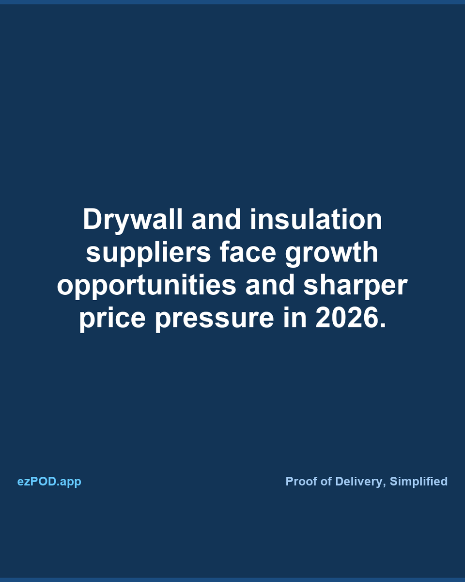 ezpodapp's tweet photo. Drywall + insulation is a split 2026 market: gypsum board demand is growing, energy-code specs are tightening, and price pressure is back in the bid. https://t.co/w1O5xHF6XT https://t.co/838Q6iINlN