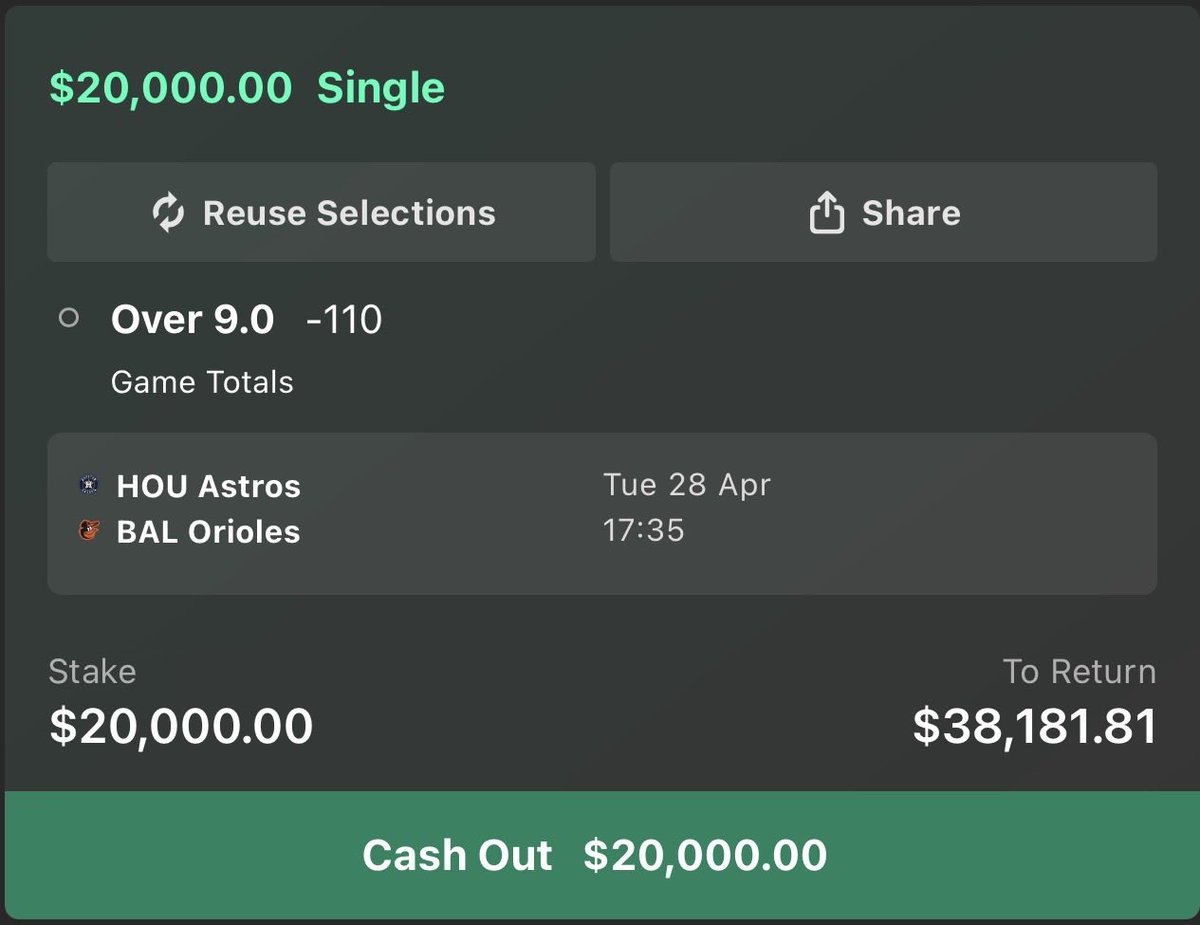 Ladyparlay_'s tweet image. Today’s MLB Plays⚾️

Astros - Orioles Over 9 $20k

Rays - Guardians Under 7.5 $10k

Yankees - Rangers Under 7.5 $10k

Let’s Get This!🍀

#NBA #DFS #DraftKings #nfl #MLB #CSGO #kbo #fanduel #prizepicks #tennis #GamblingTwiiter #CollegeBasketball #CollegeFootball #highschool