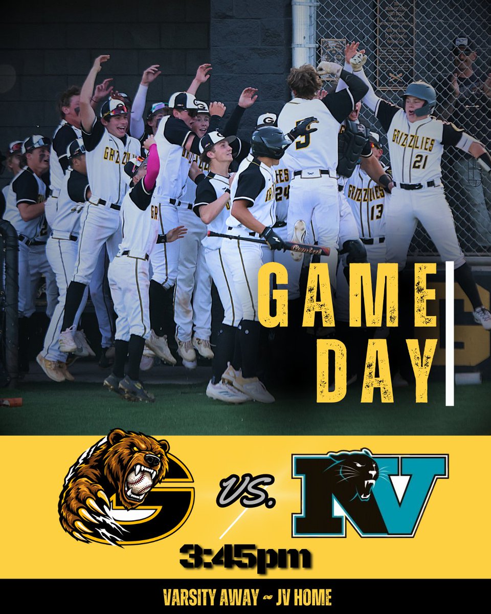 GalenaBombSquad's tweet image. Grizzlies take on the Panthers today @ 3:45!
Varsity is at North Valleys
JV is at the Den
#LetsGoGrizzlies #GalenaBaseball #Gameday