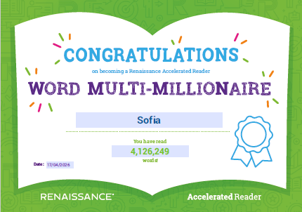 west_moors's tweet image. Huge congratulations to Sofia in Year 6, who is now this year's first quadruple millionaire! 📚✨Who will be next..? 🚀  #Year6 #ReadingChampions #Literacy