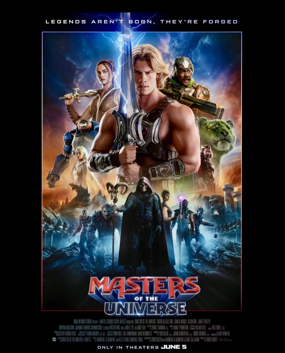 motumovie2026's tweet image. New poster for “Masters of the Universe”. 🗡️⚡️

via @DiscussingFilm 

#MastersoftheUniverse #MastersMovie #Heman #NicholasGalitzine #CamilaMendes