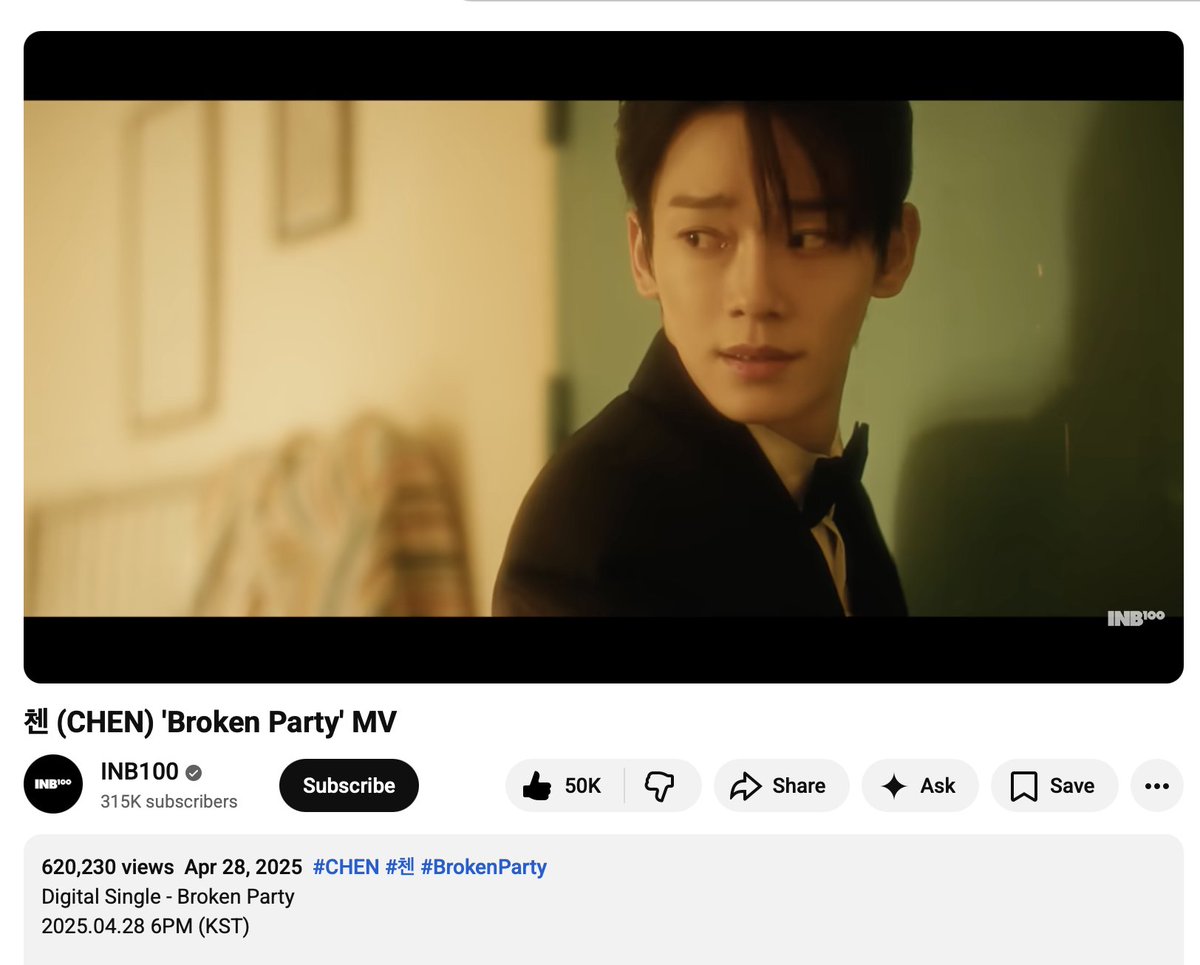 ForChenUnion's tweet photo. Since it's CHEN - Broken Party's 1st anniversary, let's do our best to reach 1m views on the MV!

⏯️https://t.co/cWKMHI2uIO

#CHEN #첸 #BrokenParty @CHEN_INB100 https://t.co/BATGuwYy3C