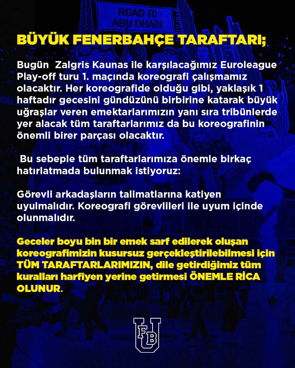 BÜYÜK FENERBAHÇE TARAFTARININ DİKKATİNE!