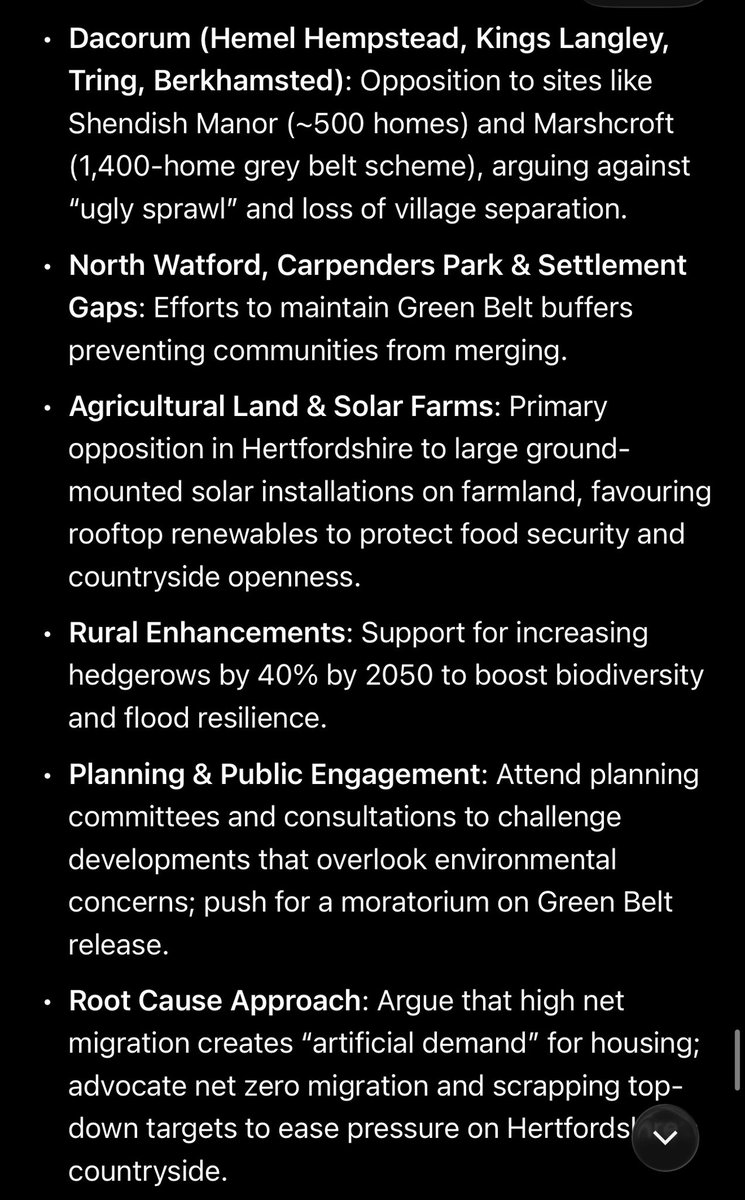 ReformUKWatford's tweet photo. Why #ReformUK is MOST pro-environment:
- Only REAL opposition to LibDems/Lab/Greens reclassifying #GreenBelt as #GreyBelt + #overdevelopment.
- Prioritise #farmers, Brownfield policy, scrap top-down housing targets, stop artificial demand from migration.
👇 Proof attached! #Herts https://t.co/GSq9DPNEDB