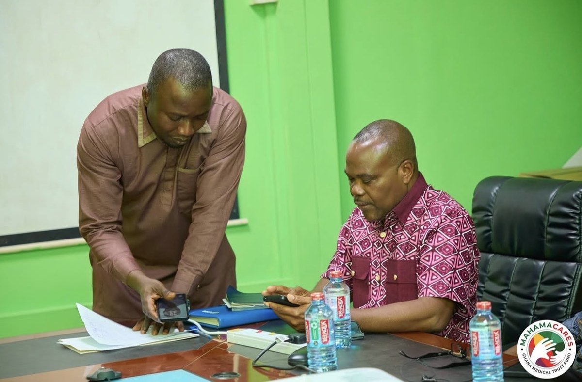 ghanamedtf's tweet photo. At a high-level meeting held at the @_ghsofficial Ghana Health Service Headquarters, the Director-General, Prof.Samuel Kaba Akoriyea, commended the Fund for its impactful initiatives aimed at improving access to healthcare for Ghanaians. https://t.co/LrvsSNgTkT