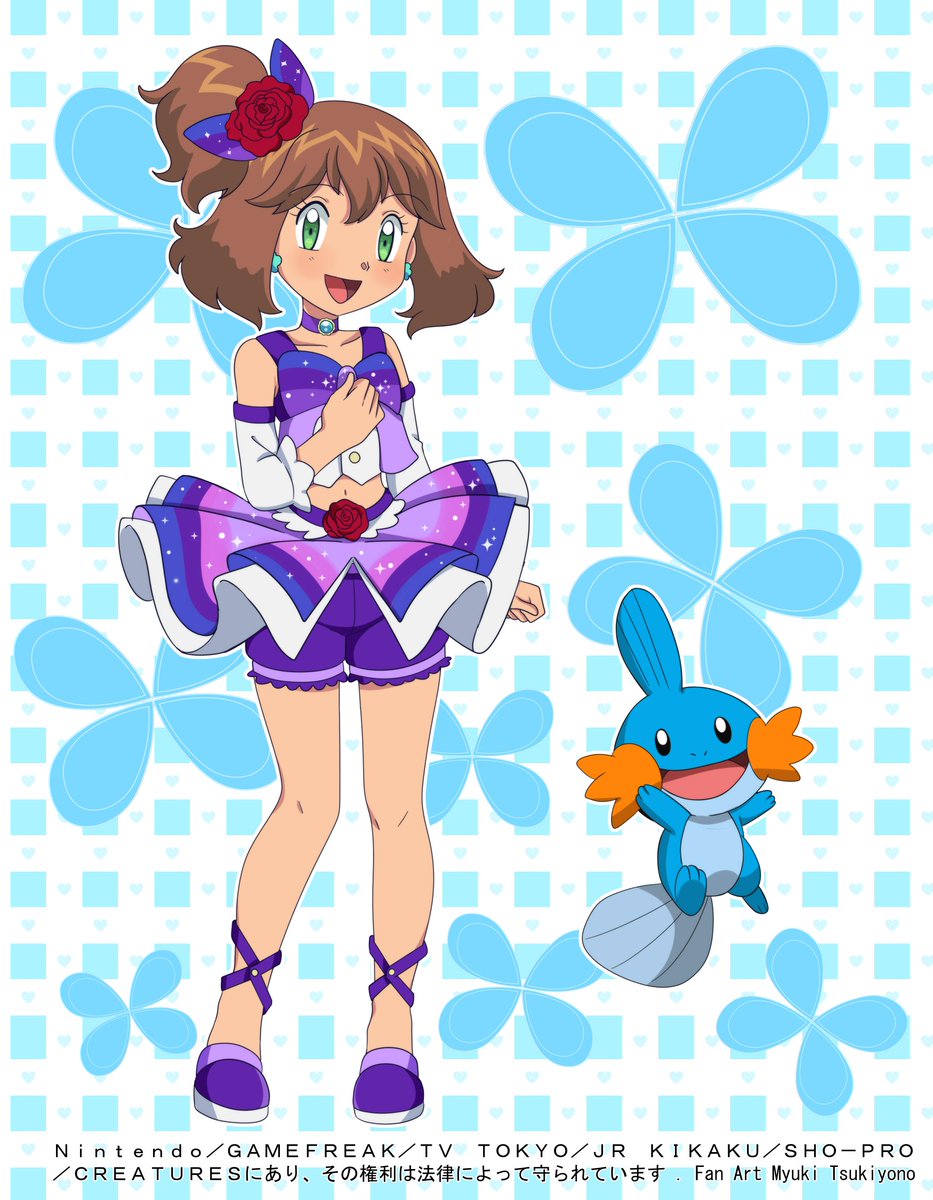 Roselyn/haruhi
When she is about to start her journey with her little mudkip x3 (after failing the coordinator exam 💔 )

she decides to make her own way like her parents to become a great top coordinator
Sorry for translating mistakes 😭  

#anipoke #pokemon #contestshipping