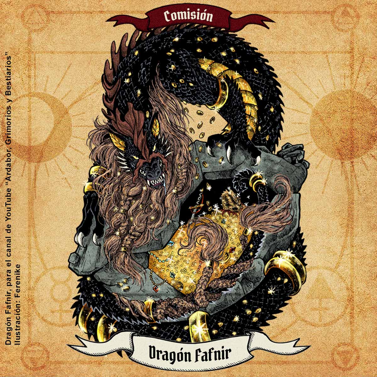 Ferenike_ink's tweet photo. 🌿[Comisión] El dragón Fafnir, para el video "Fafnir, Padre de Dragones" en el canal "Ardabor- Grimorios y Bestiarios" del mago-youtuber Eidan (@Ardabor1)
https://t.co/fIUdUtyYKo

#mitologia #mitosnórdicos
#ilustracionfantastica #ilustrationart #bestiario #dragon #artefantastico https://t.co/9Bdd14qiVB