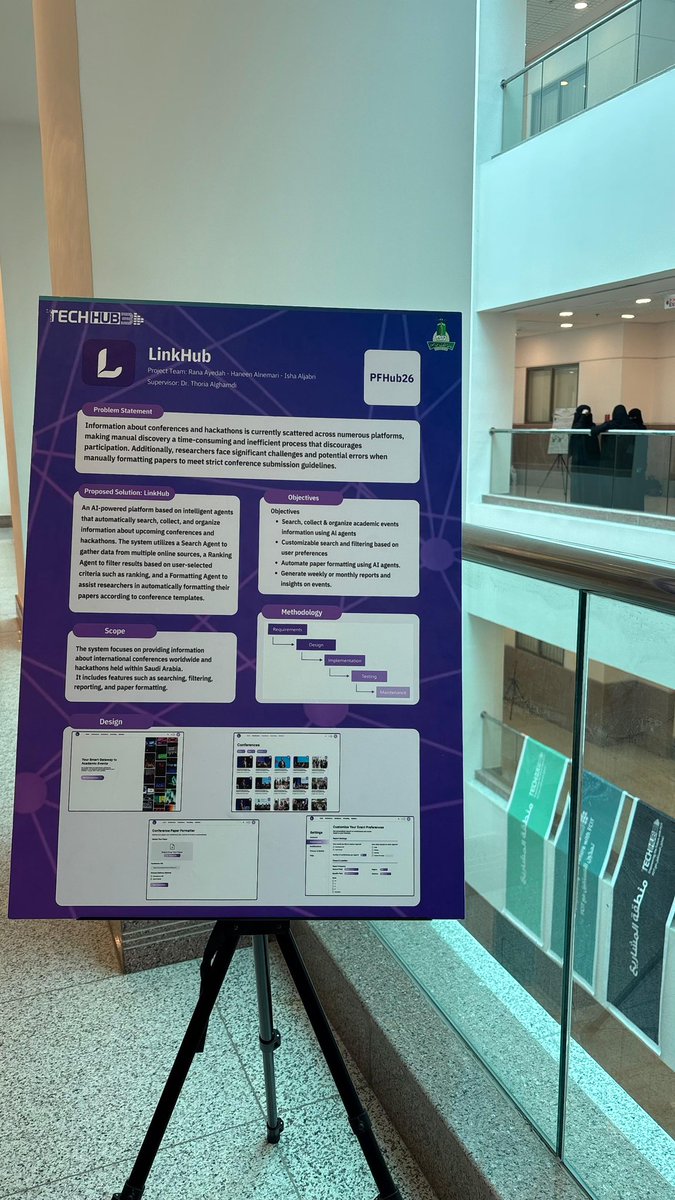 LinkHubbb's tweet photo. ✨ انتهت أيام معرض TechHub، وكانت تجربة مليانة حماس وإنجازات نفتخر فيها!

تعرفنا على ناس رائعين، وشاركنا فكرتنا بكل شغف، وكانت ردودكم مصدر إلهام كبير لنا🤍  

شكرًا لكل من زارنا ودعمنا وجودكم كان الفرق💜
#LinkHub
#TechHub3
#FCIT https://t.co/SgDzSn51jz