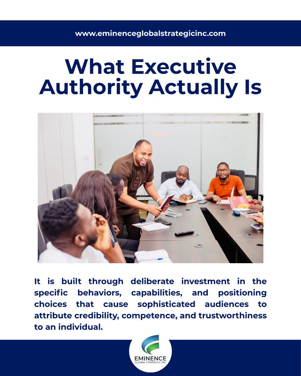 EminenceGlobalS's tweet image. Executive authority is among the most strategic assets available to modern institutions, and failure to develop it deliberately represents a significant strategic opportunity cost. 

Reach our: advisory@eminenceglobalstrategicinc.com

#executiveauthority #EGS #Effectivestrategy