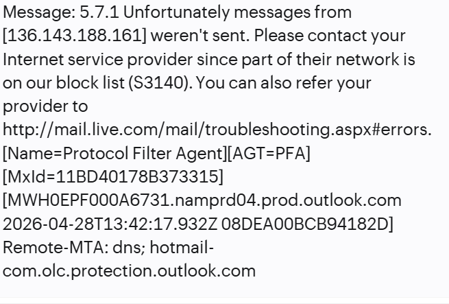 gugabyte's tweet photo. @Zoho
Need urgent help with ZeptoMail. Hotmail/Outlook rejecting emails. Critical business impact. Please escalate immediately. https://t.co/0QqlOgBqQu