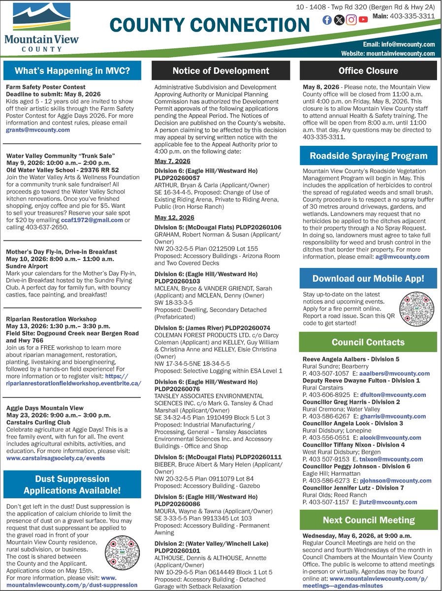 MVCounty's tweet image. Here's this week's edition of the #mountainviewcounty County Connection. Copy can
also be found on our website at: mountainviewcounty.com/p/countyconnec… 
.
.
#CountyConnection #StayConnected