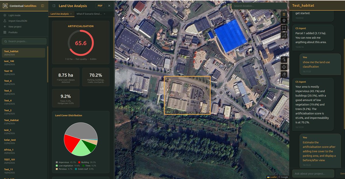 KThorfiinncs's tweet image. Quick CS update : we  now distinguishes between Land Cover (what it is) and Land Use (how it's used).

We’re making it easier to track environmental impact directly from orbit. 

#BuildInPublic #Startup #GeospatialData