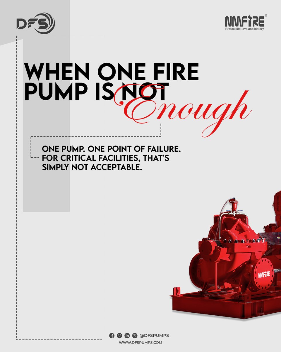 dfspumps's tweet image. At #DFS Pumps, we supply complete £NMFIRE pump packages configured exactly this way. Electric driver, diesel driver, jockey pump, controllers, and base frame. Fully packaged, UL listed, FM approved, and sized for the project from the first technical discussion.

#x #FireSafety