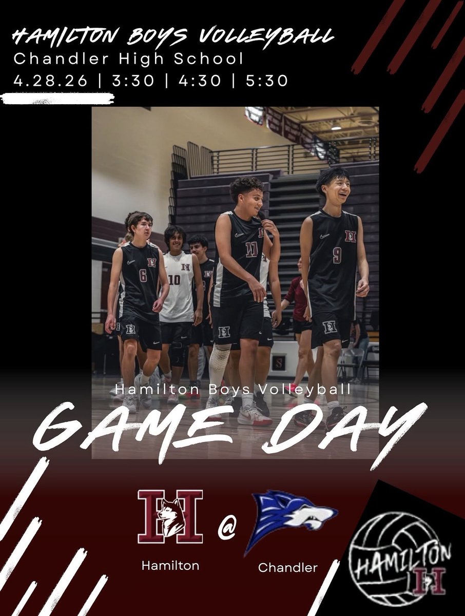 HamiltonBoysVB's tweet photo. 🚨 G A M E  D A Y 🚨
🗓️ 4.28.26
⏰ 3:30 | 4:30 | 5:30PM
📍 Chandler High School
🐾🆚🐺

Rise by lifting others. https://t.co/uQUKOAVOyg