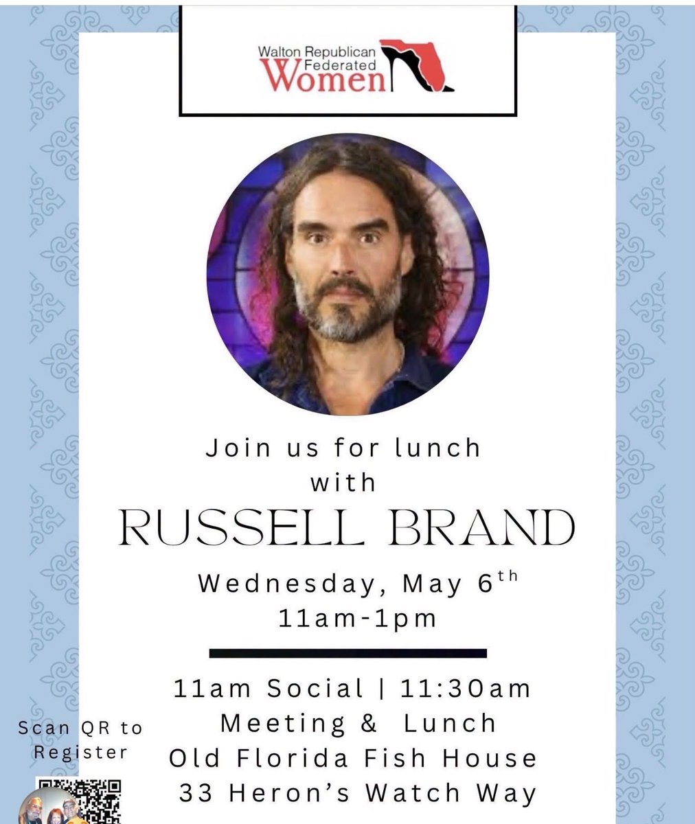 ToutSuiteSinner's tweet image. Rapist #RussellBrand is being invited to speak by a #republican women’s group.

You cannot make this shit up.