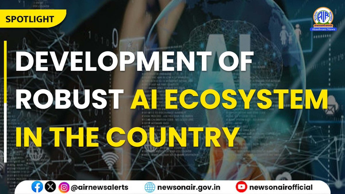 airnewsalerts's tweet image. 🎙️Listen to #Spotlight:

⏩Topic: Development of Robust AI Ecosystem in the Country

⏩Expert: Subimal Bhattacharjee, AI Expert

🔴 LIVE on FM GOLD📻&amp;amp; News On AIR📱App at 09:15⏰PM 

Also on: youtube.com/watch?v=nvPZGR…

Stay Tuned ||