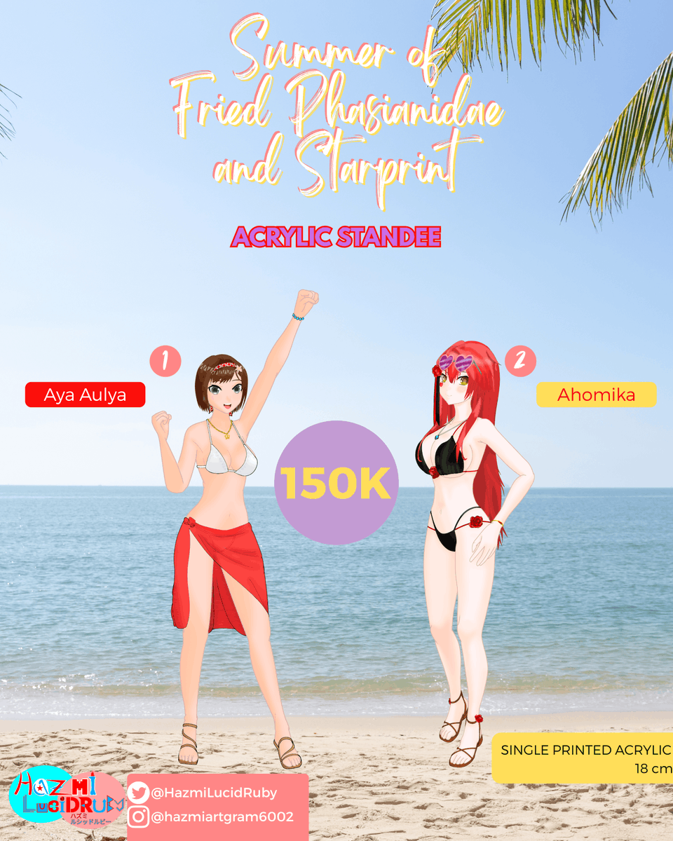 HazmiLucidRuby's tweet image. 「Summer of Fried Phasianidae and Starprint」

Tema untuk menyambut musim panas yang berbunga-bunga🌺

Fanmerch Aya Aulya dan Ahomika tersedia di booth M04. Jangan lupa berkunjung, terutama untuk Kandang Ayam dan Ahoshi😉

#VtuberID #comifuro22 #CF22