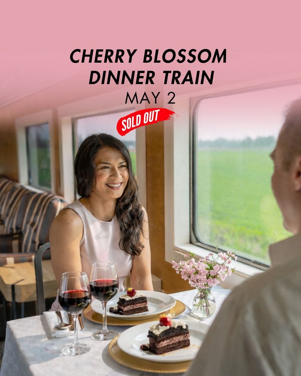 WCRailway's tweet photo. Our Cherry Blossom Dinner Train is officially sold out. 
Missed out? Don’t worry, our next dining experience is just around the corner.

Join us for our Mother’s Day Tea Luncheon on May 10. 

Tickets and more info: https://t.co/HC7YyhVUFR https://t.co/UzO7UtG8C3