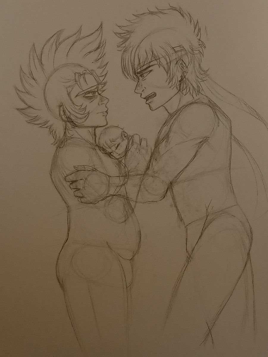 AyanaModeste's tweet image. #Sisyphus du Sagittaire, prêt à tout pour servir Athéna mais aussi protéger ça petit famille contre les spectres des enfers 💫🛡️💗

(Un dessin pas fini.)
#lostcanvas #saintseiya #cdz #mpreg #fankid