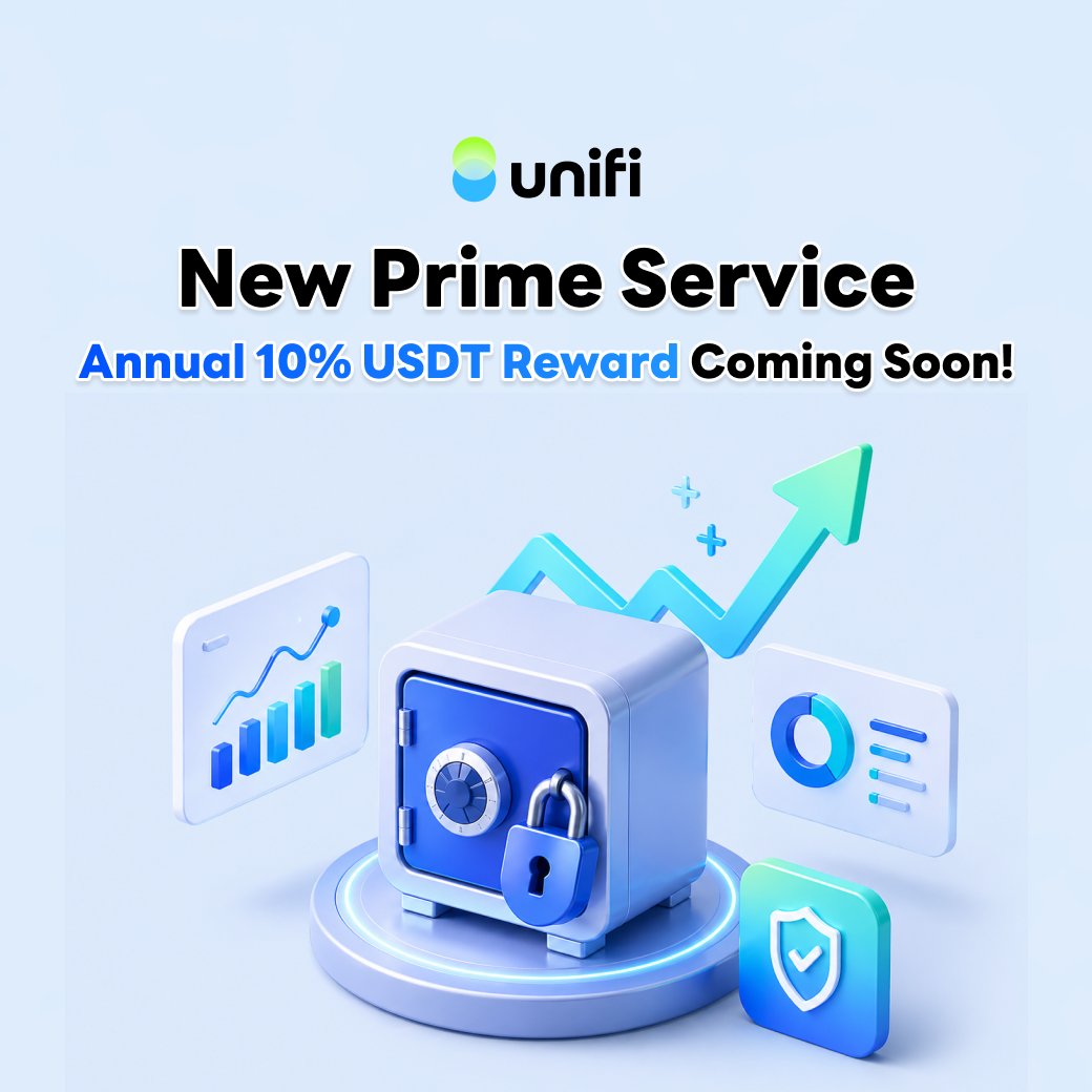 📢 Advance Notice: Unifi New Prime Service

This May, Unifi's new Prime Service is coming!

Deposit your USDT securely and earn 10% annual USDT rewards 💰🎁

📌 Prime Service Details
🎁 Benefit: 10% annual USDT rewards paid upon completion of the holding period
✅ Total