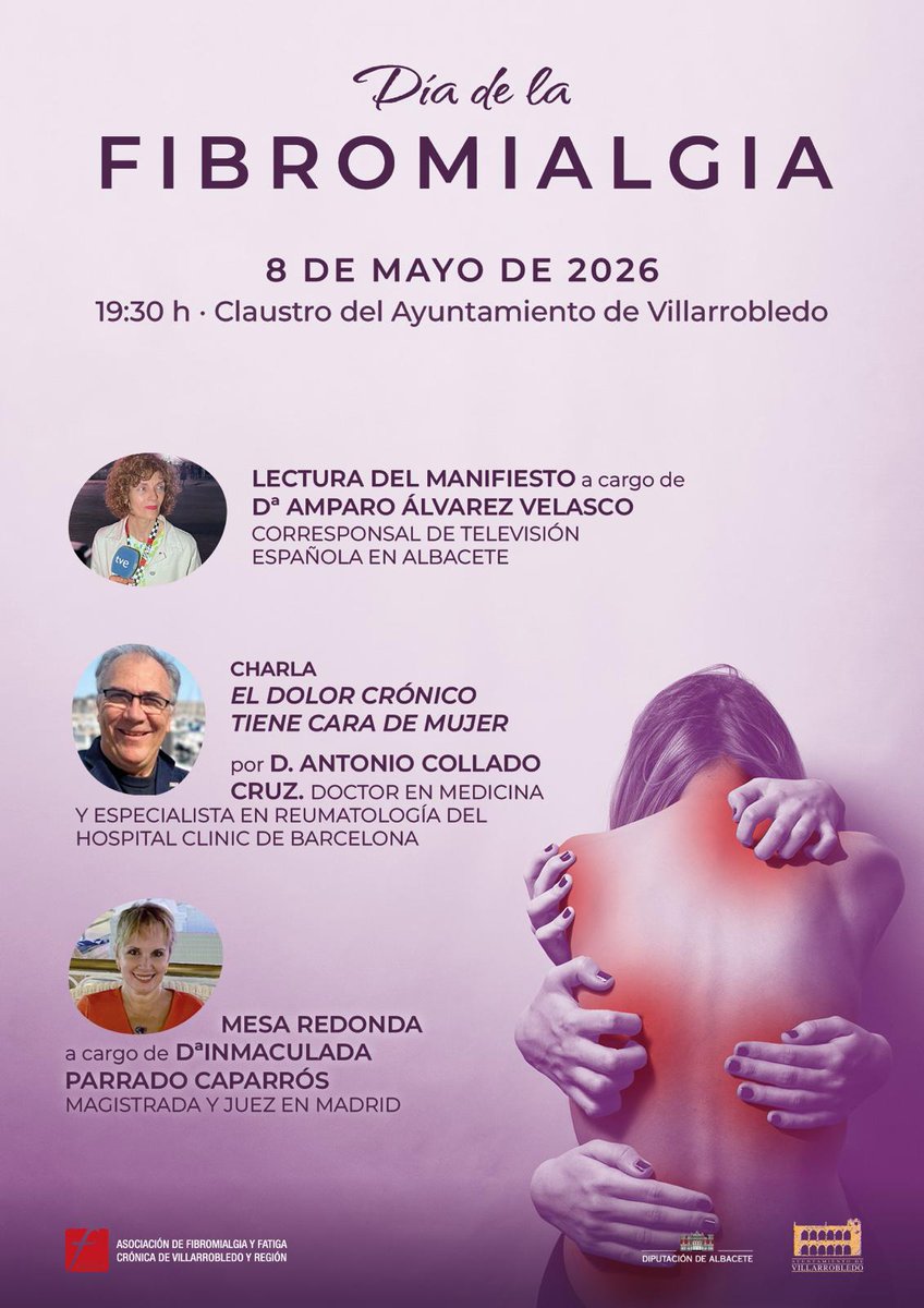 afibrovi's tweet photo. Próximo evento de Afibrovi.
Os esperamos el día 8 de mayo a las 19:30 h. En el claustro del Ayuntamiento de Villarrobledo. https://t.co/XefdM29r6Q