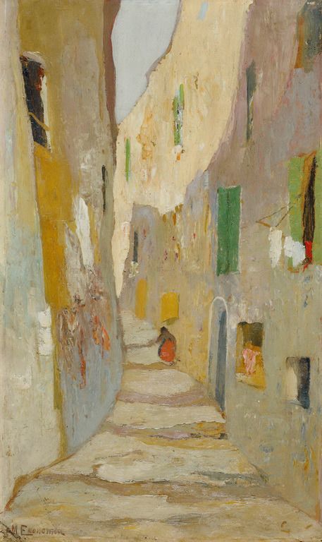 NSaliverou's tweet image. Street in
Old Marseilles,,,1920-1925
,,,,
#painter Michalis Economou 
,,, 
#world