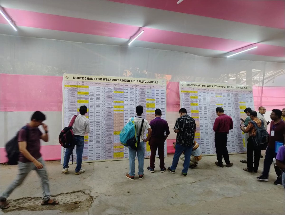 CEOWestBengal's tweet image. Polling Personnel checking the decoding list for finding their assigned Polling Stations at the Dispersal center  161 Ballygunge Assembly Constituency of DEO Kolkata South district, West Bengal.
#WBLA2026 #Phase2
@ECISVEEP
@SpokespersonECI
@PIBKolkata
@airnews_kolkata
@DEOS24pgs