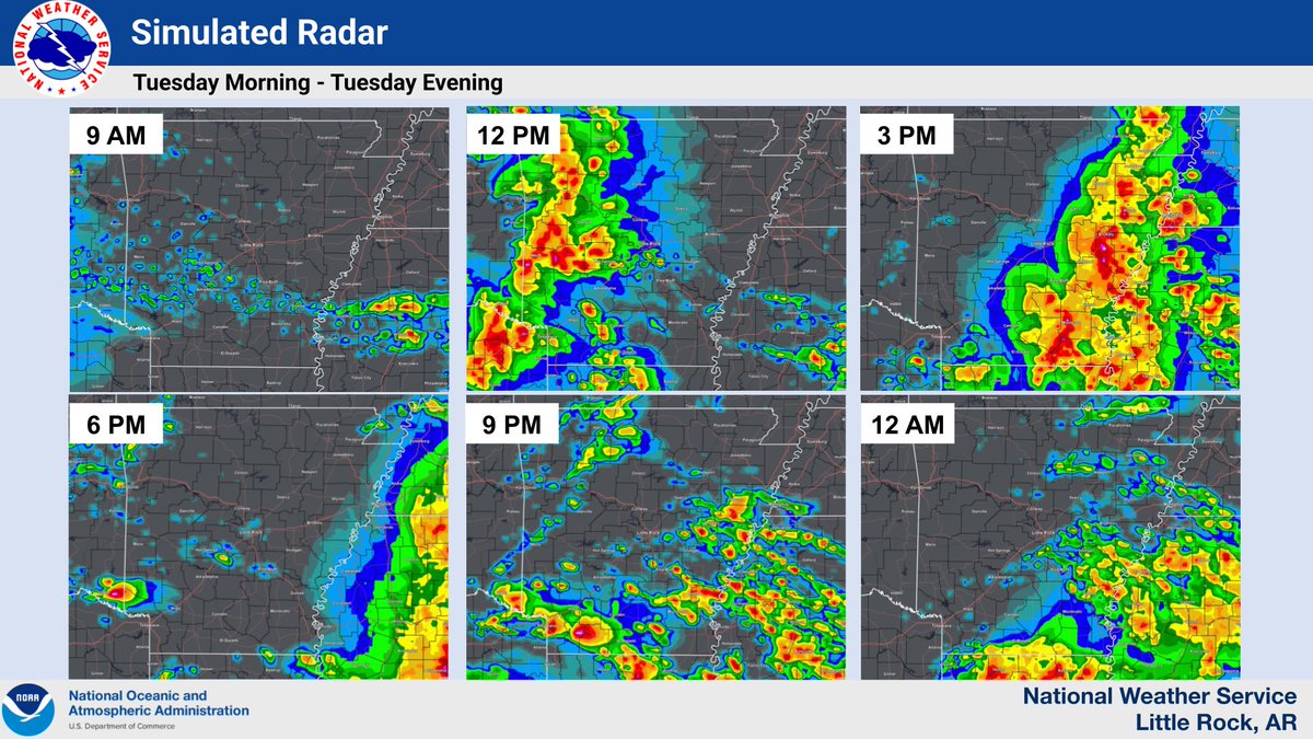 NWSLittleRock's tweet photo. Most of the state is under the Enhanced Risk category for severe weather. Scattered to widespread shower and thunderstorm activity expected, with severe potential during the afternoon and evening hours. Hail and wind threats are favored, but cannot rule out a few tornadoes. #arwx https://t.co/I9bqdXGSyE