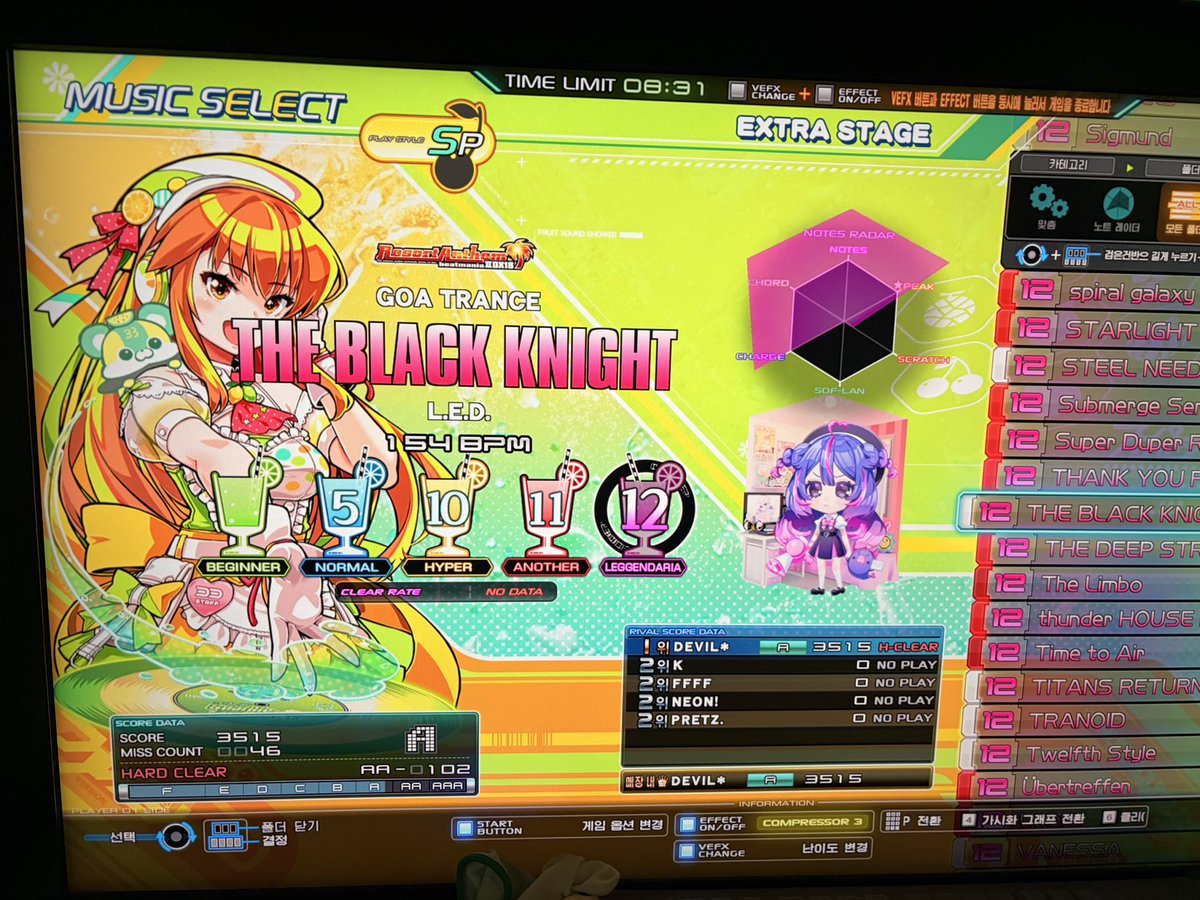 Jubeat_Devil's tweet photo. THE BLACK KNIGHT 
SPL/DPL ノートレーダー https://t.co/FuiXVmN5rb