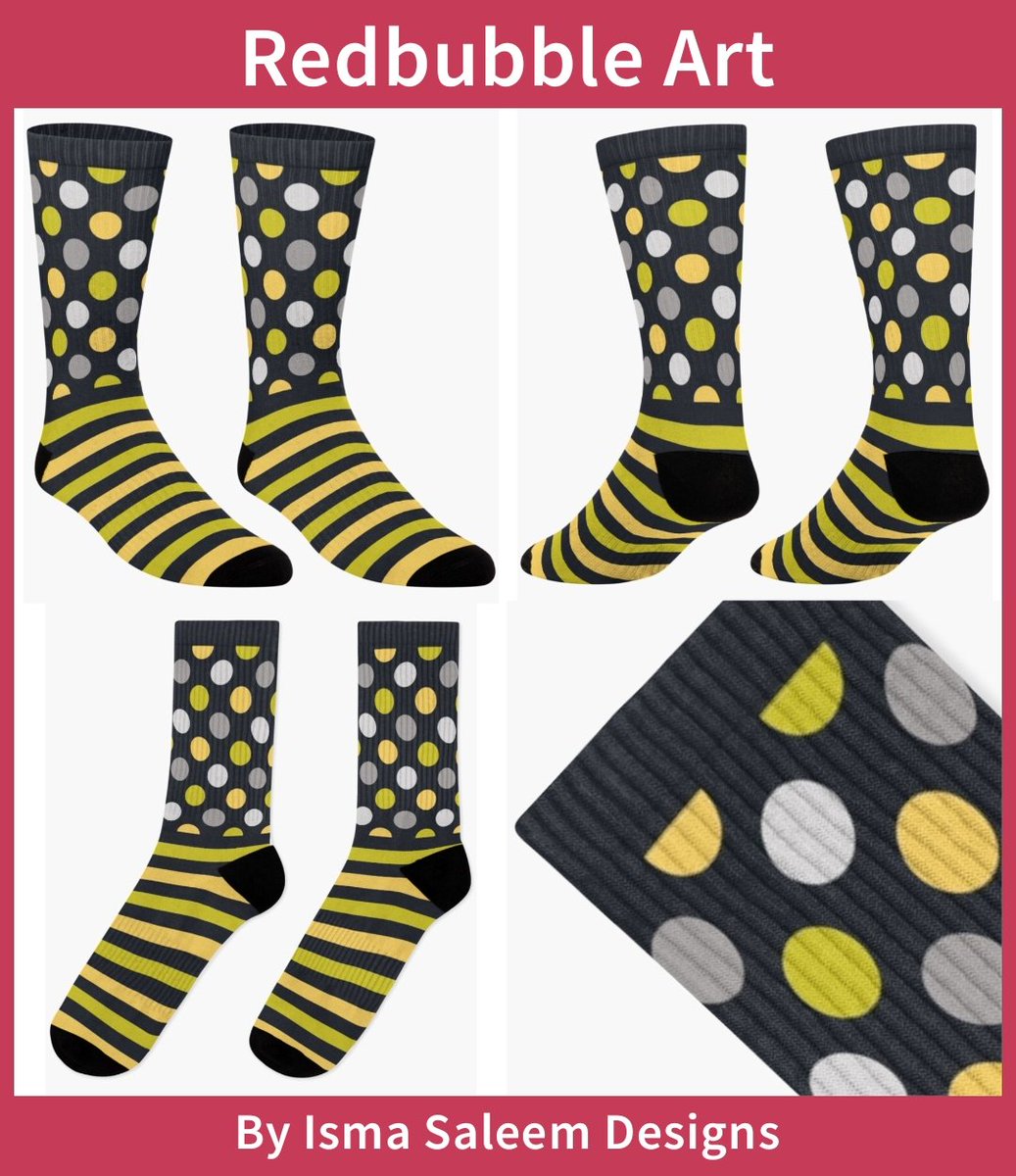 ismasaleem's tweet photo. Yellow and black stripes and polka dots pattern socks.
Designed by Isma Saleem. Redbubble fashion ideas.
๐โฌ๏ธ
https://t.co/hx5miI8qKa
@redbubble
#redbubble #socks #redbubblesocks #polkadots #art #artwork #illustration #findyourthing #RBandME #pattern https://t.co/ZeUlLuFAyg