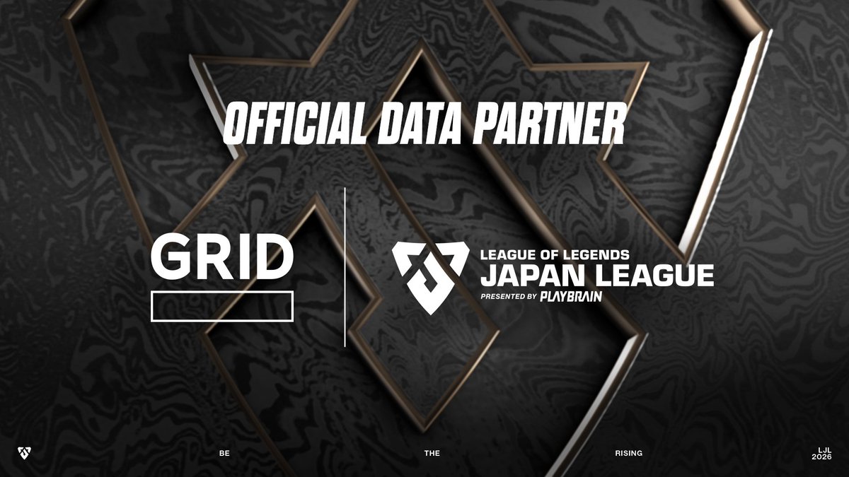 Official_LJL's tweet photo. 『LJL2026 SPRING SERIES』オフィシャルパートナーのご紹介

■GRID様
@GRIDesports

データプラットフォーム「GRID」が LJL2026公式データパートナーとして決定。
インゲームのライブデータと最先端テクノロジーを活用し、配信や観戦体験をさらに進化させます。
データがもたらす新たなLJLの楽しみ方にご期待ください。

今後の展開にもぜひご注目ください。

GRID公式サイト：https://t.co/z41WTo5W8d

#LJL2026SPRING #GRID