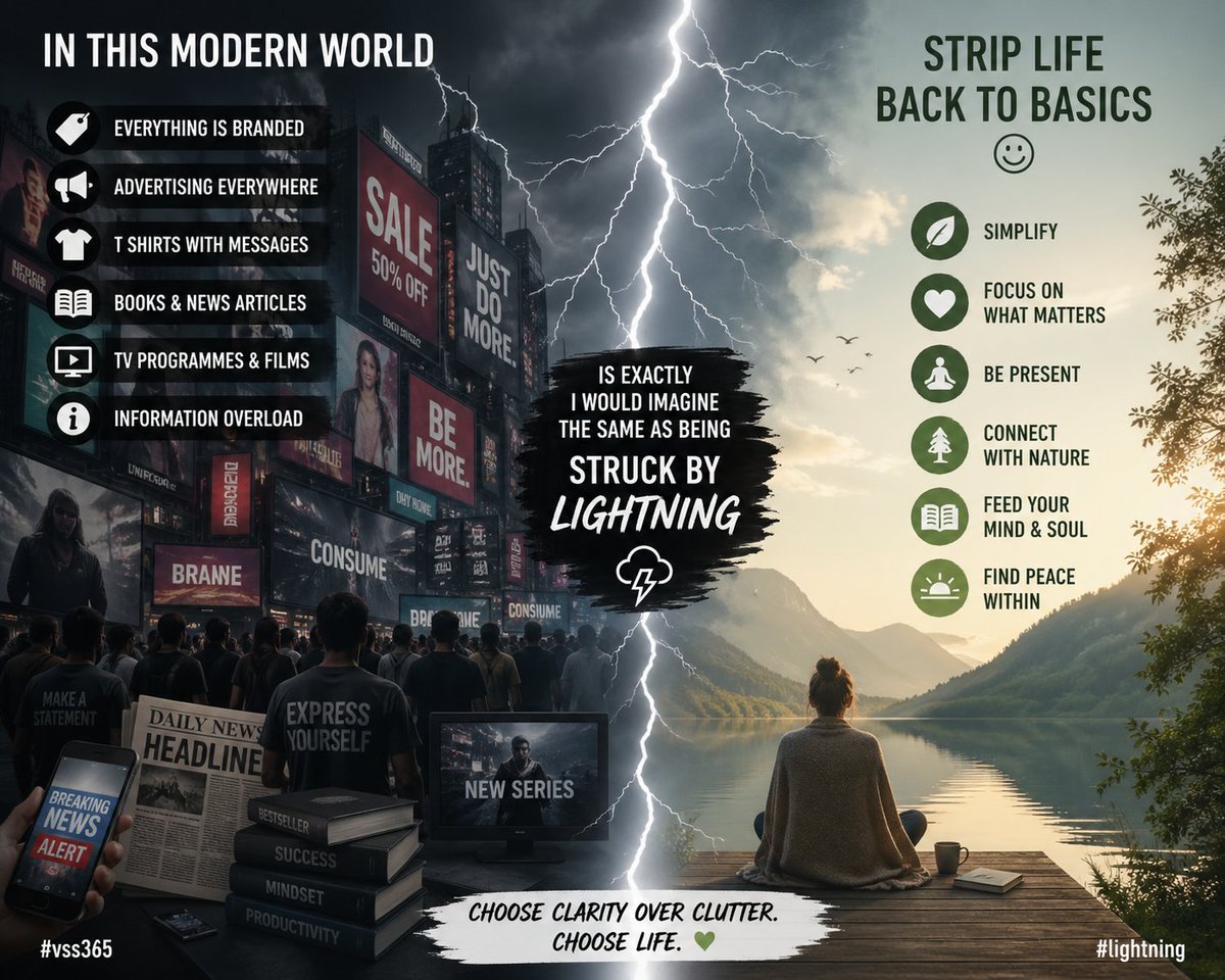 BikerGotOld's tweet image. In this modern world
Everything is branded 
Advertising everywhere
T shirts with messages
Books &amp;amp; News articles 
TV programmes &amp;amp; films
Information overload
Is exactly I would imagine the same as being struck by lightning 🌩 
Strip life back to basics then 😊

#vss365 #lightning