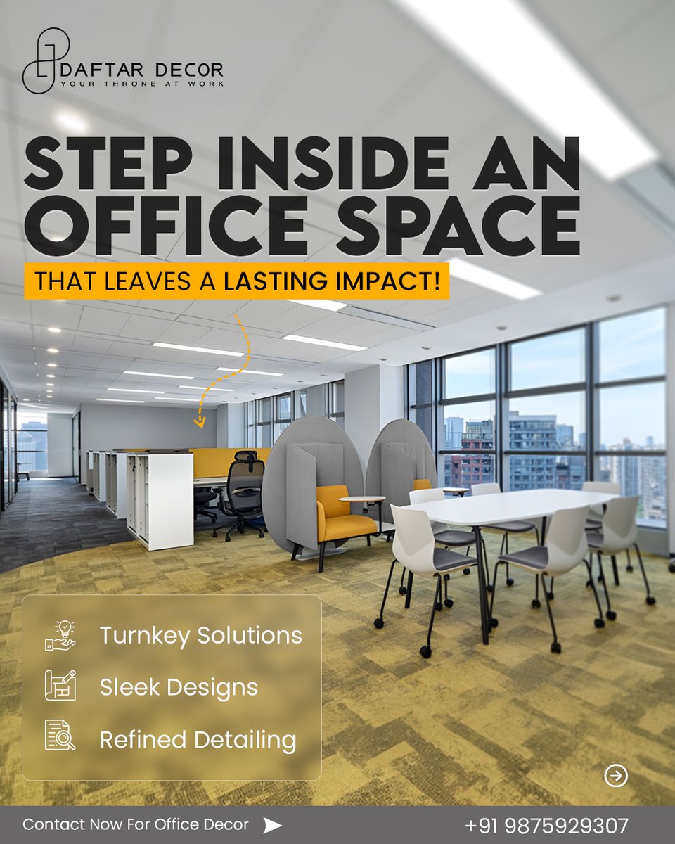 DaftarDecor's tweet photo. Step into an office space that leaves a lasting impact.
Sleek design. Smart layouts. Refined detailing. 🏢

#OfficeDesign #officedecor #daftardecor #Noida https://t.co/8likE0ich5