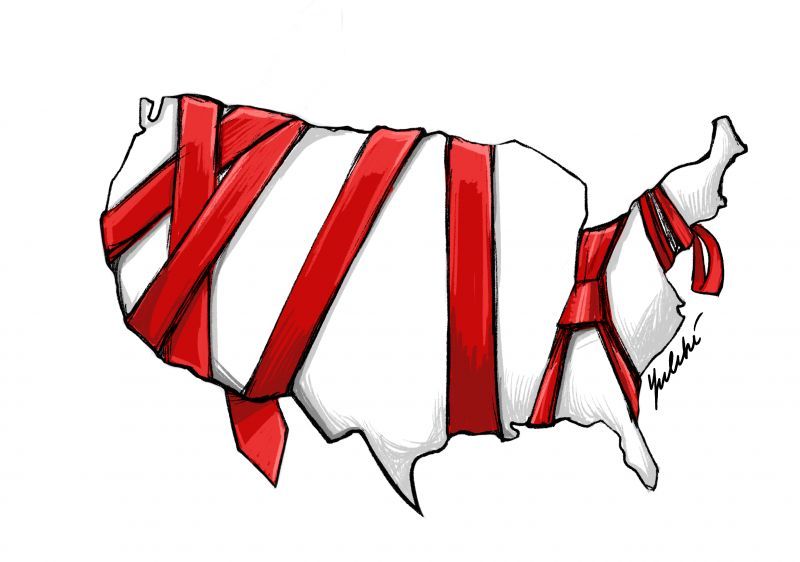 RT by @mikenov: All tied up. Cartoon by Muzaffar Yulchiboev:  #USA pic.