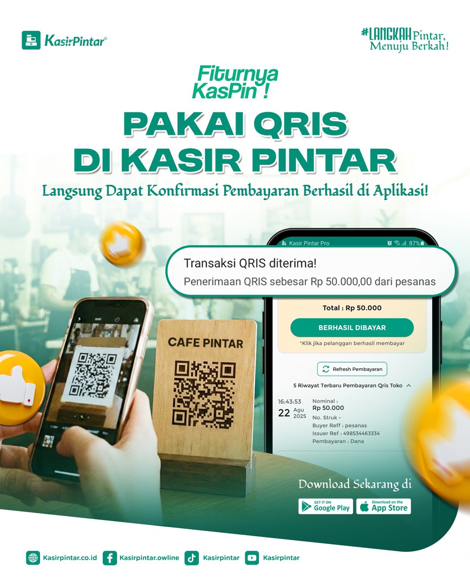 KasirPintar's tweet photo. Pernah ngalamin pelanggan kasih bukti transfer palsu? Duh, jangan sampai kejadian ya! 🛑

Pakai fitur QRIS Kasir Pintar, transaksi jadi jauh lebih aman. https://t.co/W14xIEMEci