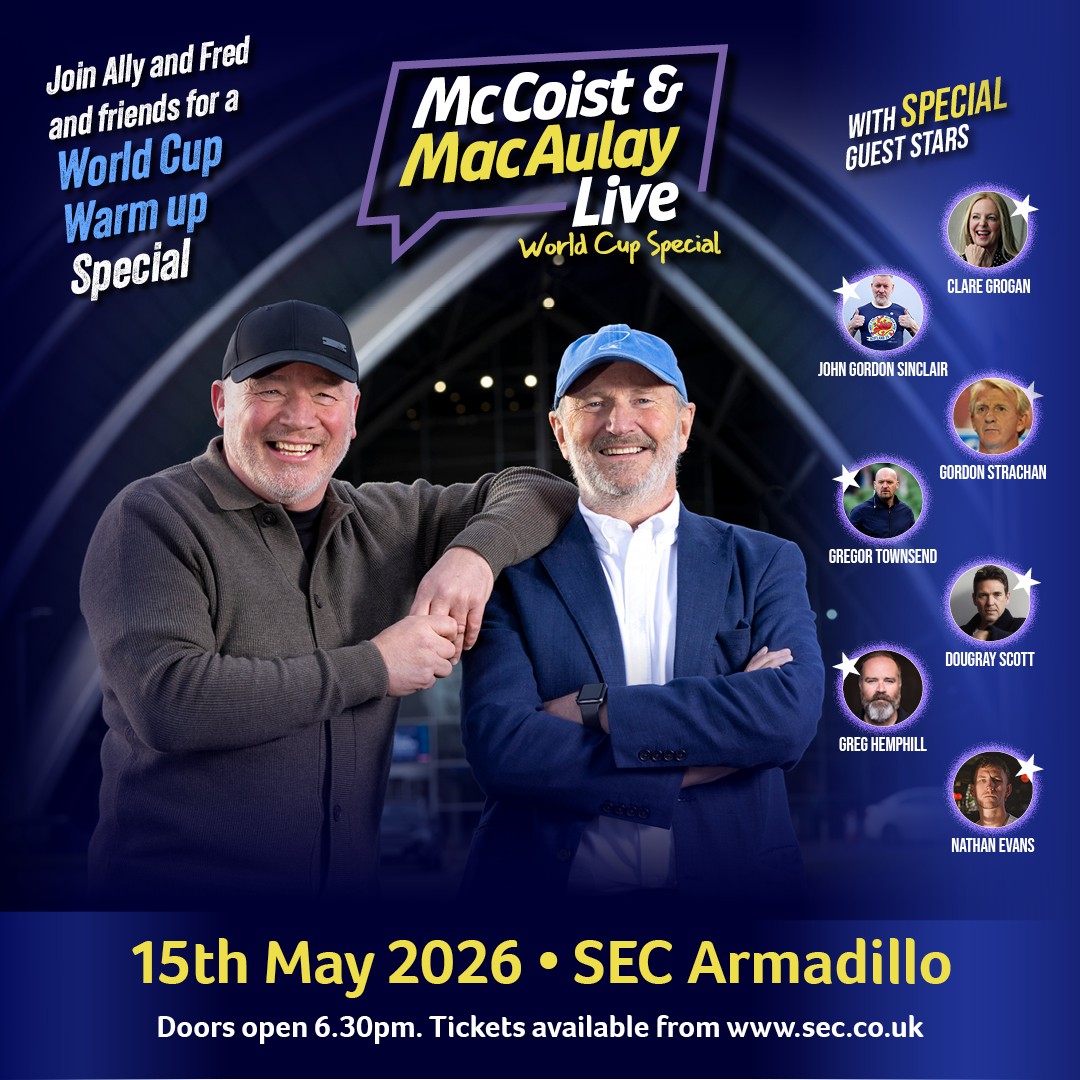 🚨Ticket Giveaway!🚨

We're giving away 2 tickets to McCoist &amp; MacAulay live at the Armadillo on May 15th!

All you have to do to enter is:

✅Follow <a href="/FP_Scotland/">Football Park Scotland</a> 
🔁Retweet this post
💬Tag a mate you want to go with!

You can buy a ticket NOW from the link below ⬇️