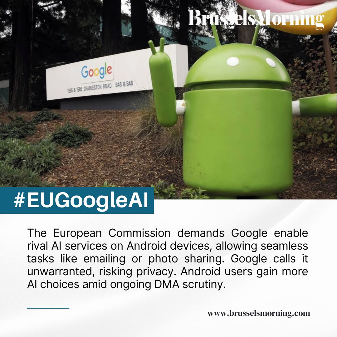 BrusselsMorning's tweet image. EU tells Google to open Android to AI rivals via DMA, boosting user choice despite privacy concerns from the tech giant. 

#BrusselsMorning #EUDMA #GoogleAI #AndroidOpen #TechRegulation

Read More: brusselsmorning.com