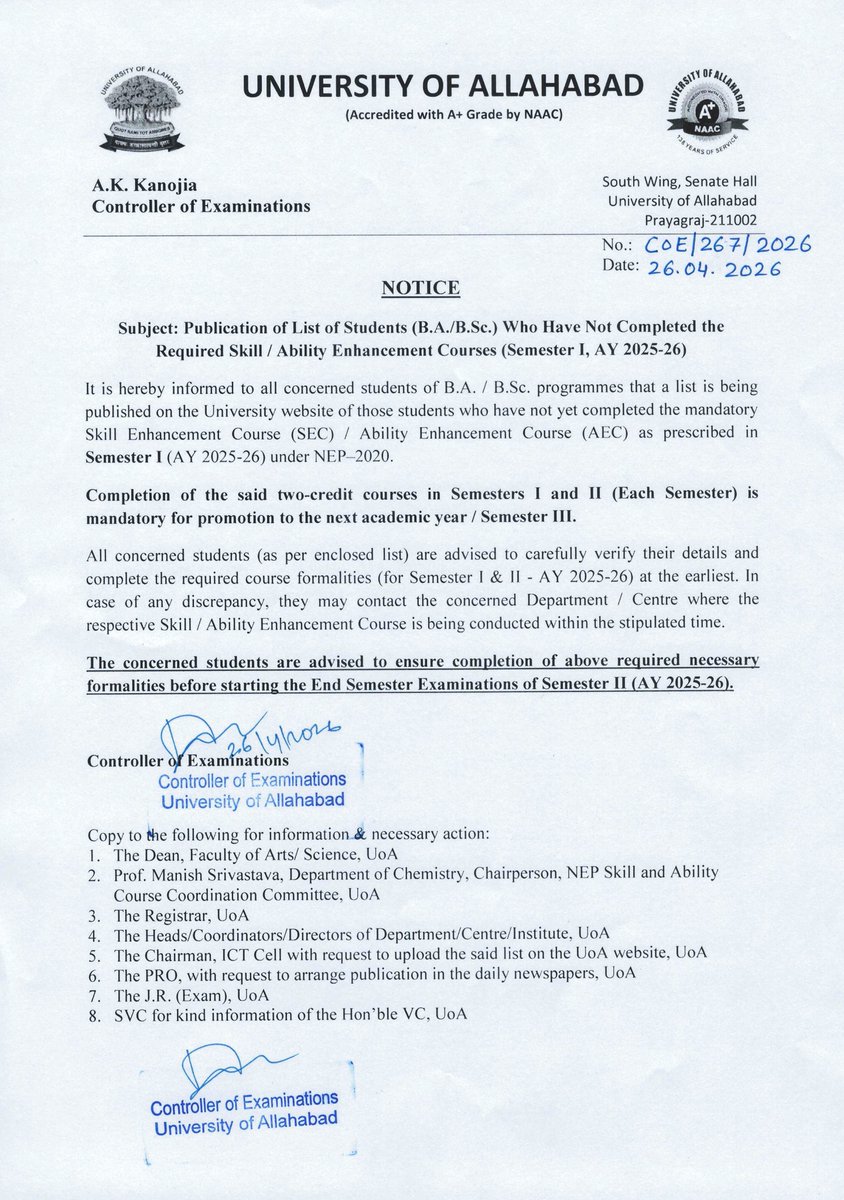 University of Allahabad tweet media