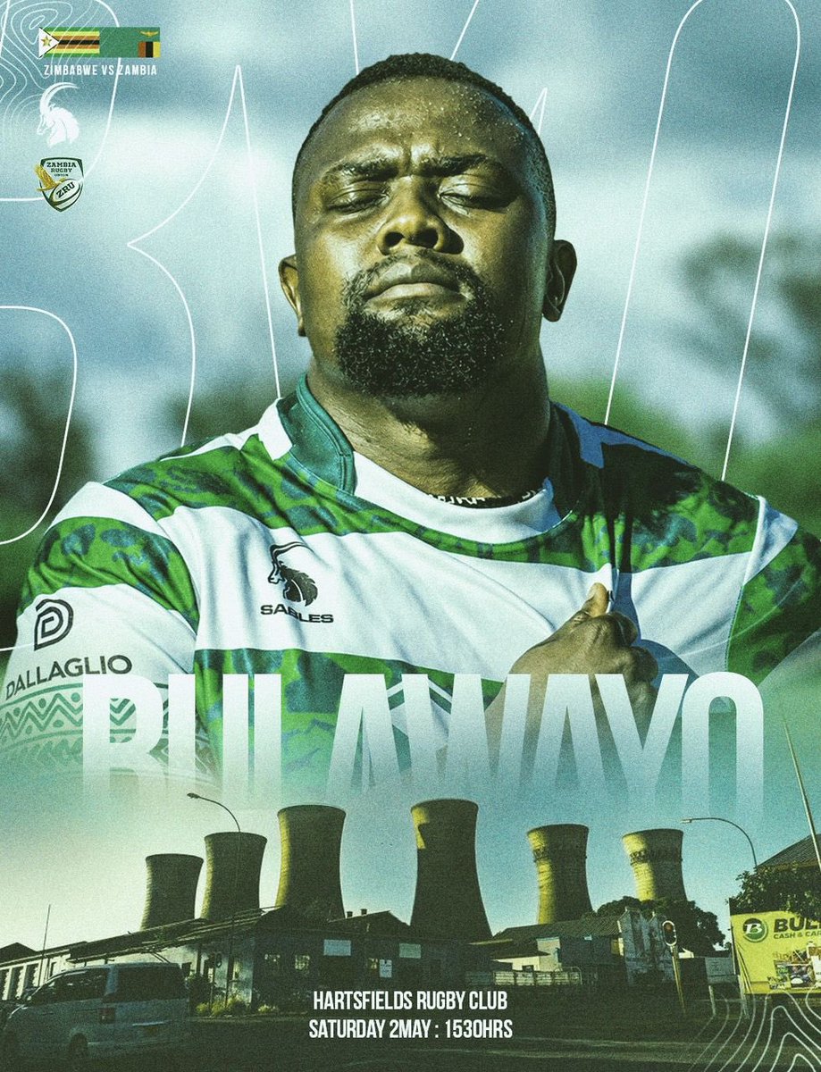 BULAWAYO IS HOSTING THE SABLES 🇿🇼 vs COPPER EAGLES 🇿🇲 

Date: Saturday 2 May ‘26
Venue: Hartsfield
Kick Off: 3:30PM 

Let’s come out in our numbers and cheer the boys in green and white!! 

See you on Saturday. It’s going to be a great rugby experience.