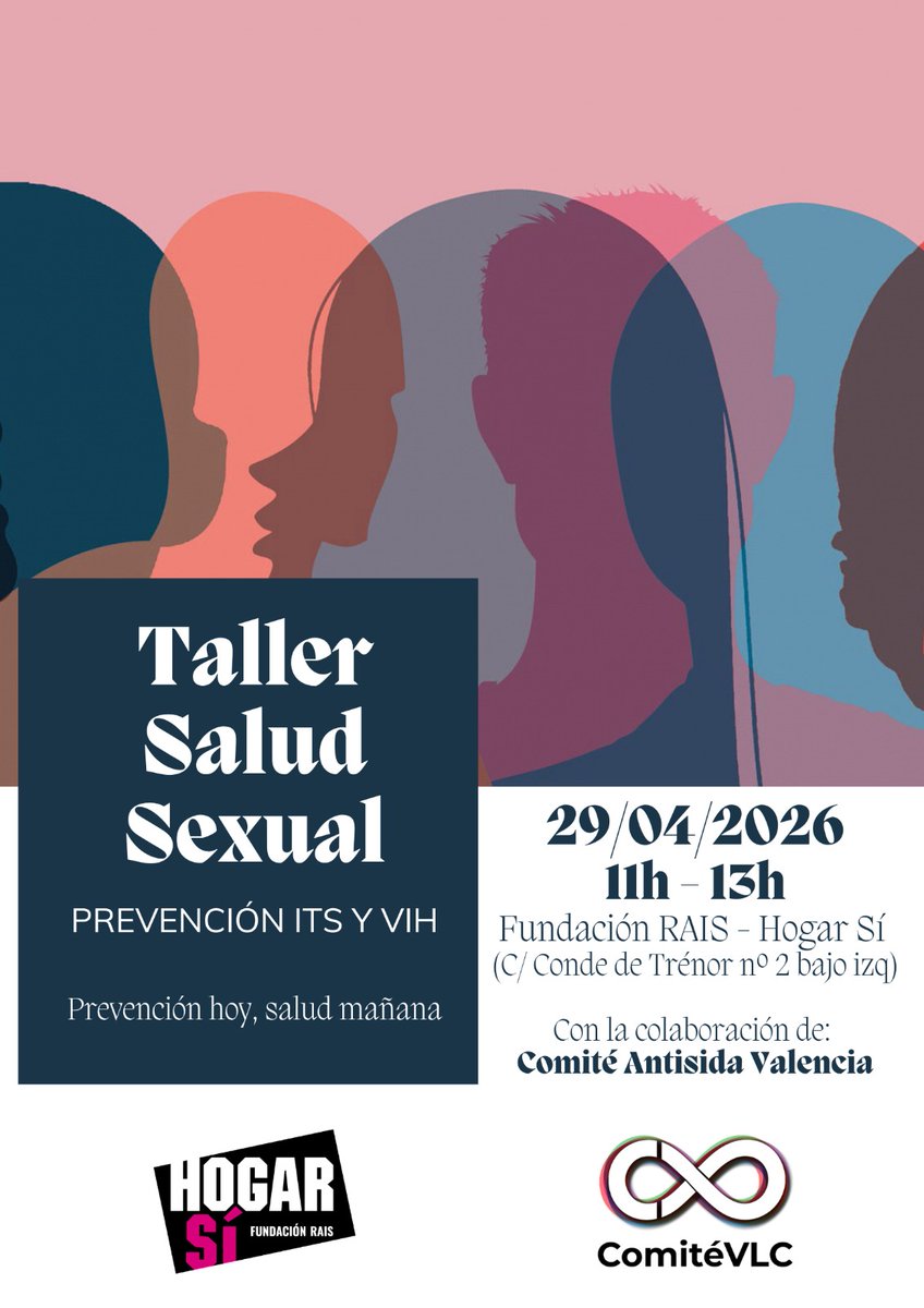 ComiteVLC's tweet photo. Mañana nuestro compañero Nico, de Centro Marítim, participa en el taller de salud sexual y prevención de ITS y #VIH que organiza la Fundación RAIS- Hogar sí. ¡Te esperamos!
29 de abril
Fundación RAIS – Hogar Sí (C/Conde de Trénor nº2)
11.00 h – 13.00 h

#cibecomite2026 #ComiteVLC https://t.co/2Y93WJMEsz