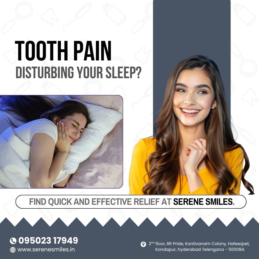 SereneSmilesHyd's tweet image. Tooth pain disturbing your sleep?
Don’t ignore it—nighttime toothaches can be a sign of cavities, infection, or gum issues.
📞 095023 17949
serenesmiles.in
serenesmiles@gmail.com
📍 Directions: maps.app.goo.gl/uw6PA78reELZmC…
#ToothPain #DentalCare #SereneSmiles #HyderabadDentist