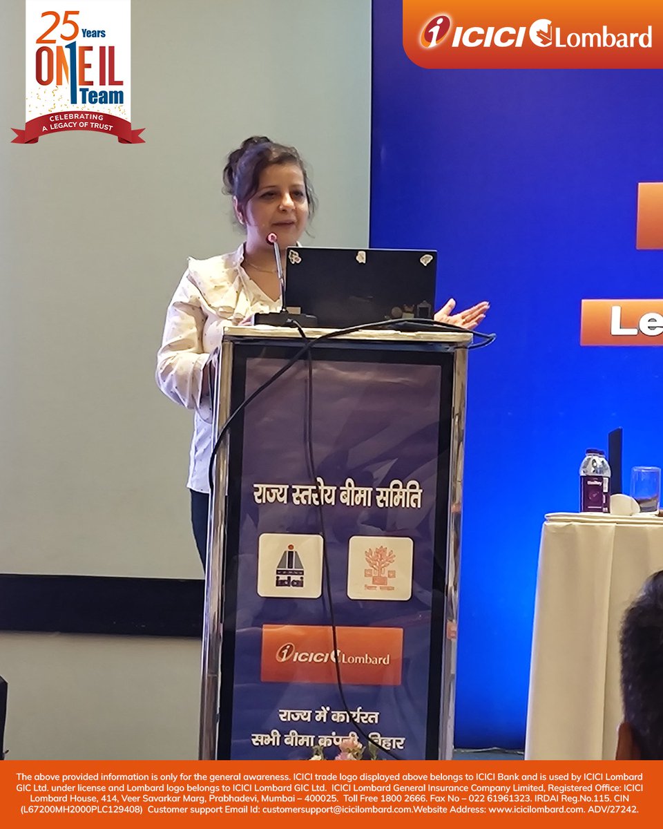 ICICILombard's tweet photo. At the annual State Level Insurance Committee (SLIC) Meeting in Bihar, ICICI Lombard reaffirmed its commitment to expanding insurance awareness and strengthening financial protection across the state.

Senior stakeholders from IRDAI, Finance Department, BRLPS and Marketing participated in the meeting -
• Mr. K. Srinivas, DGM – IRDAI
• Mr. Ameer Hassan, Manager – IRDAI
• Mr. Sarat Yadav, Head – Emerging Markets, ICICI Lombard
• Ms. Sheena Kapoor, Head – Marketing, Corporate Communications & CSR, ICICI Lombard
• Mr. Rajeshwar Prasad Rajjak, Finance Department – Govt. of Bihar
• Mr. Warish Equbal, Representative – BRLPS (JEEVIKA), participated in the meeting.

As the lead insurer for non-life insurance under the State Insurance Plan, ICICI Lombard continues to work closely with the regulator and partners to deepen insurance penetration, bridge protection gaps, and support Bihar’s inclusive growth journey.

By combining outreach, innovation, and community-focused interventions, the company continues to contribute to a more secure, informed, and resilient Bihar.