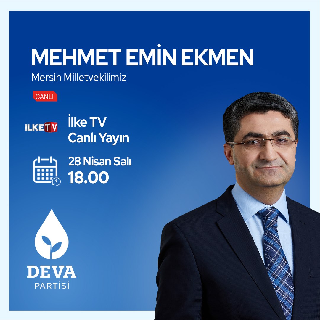 💧🌱Mersin Milletvekilimiz <a href="/emin_ekmen/">Mehmet Emin Ekmen</a> 28 Nisan Salı,

🗓 BUGÜN

🕰 18.00’de

📺 <a href="/ilketvcomtr/">İlke TV</a> canlı yayınında gündemi değerlendirecek.