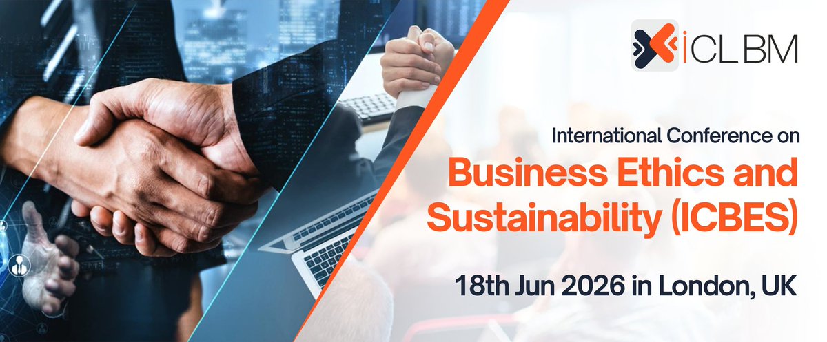 IclbmC's tweet image. ICBES 2026 brings together ideas that challenge, question, and redefine how organizations grow sustainably.
📍 London, UK
📅 18th June 2026
🔗 Registration Open:
iclbm.com/Conference/609…

#SustainableBusiness #EthicalLeadership #ResearchMatters #LondonEvents